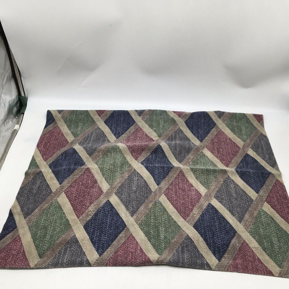 Vtg Westpoint Stevens Pillow Sham Geometric Plaid Blue Green  Magenta 1980s